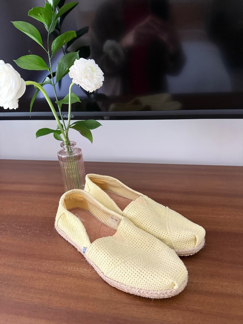 TOMS Cream Yellow Espadrille Slip-On Shoes - Casual Flats